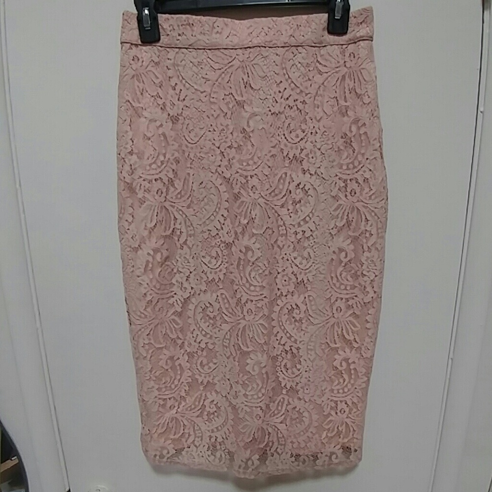 Cream color Lace midi skirt